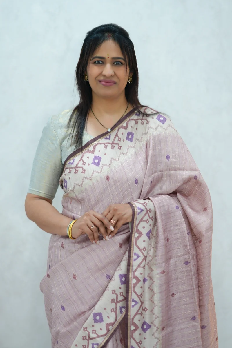 Blended Tussar Silk Saree in pastel shade & beige colour