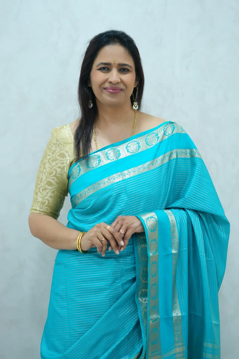 Semi mysore crepe silk saree in single tone light blue