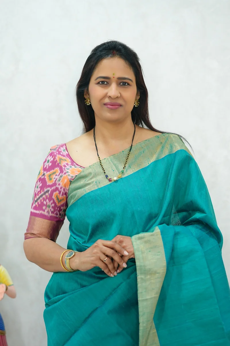 Pure Raw Silk Saree in light blue and pink colour